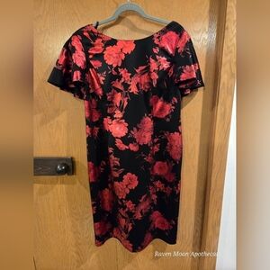 Floral Black and Red Dress